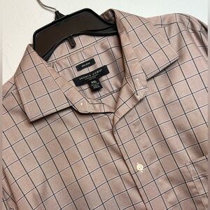 Pronto Uomo Men’s XXL Long Sleeve Button Up Cotton Striped Gray Blue Shirt